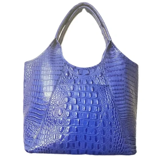 Brahmin Blue Crocodile-Embossed Tote Bag - Picture 2 of 10